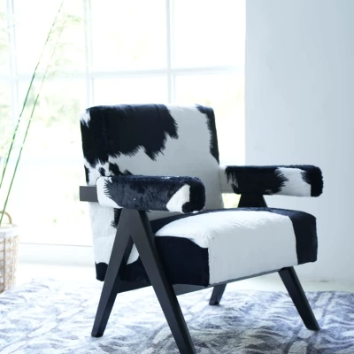 Cow Print Accent Chair  Tufted - Commercial Fabric Printing 评论和价格